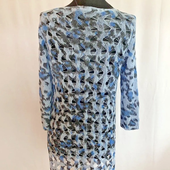 Alberto Makali Blue Leopard Print Loose Knit Top - size Small - Picture 4 of 6